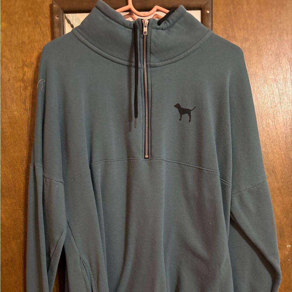 Dark green PINK 1/2 zipper sweatshirt.